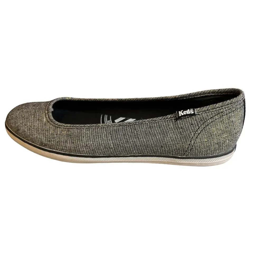 Keds Black & Metallic Gold Slip On Sneakers 8.5